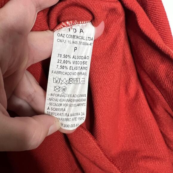 IDA Skirt Womens Small Red Button Front Boho Midi Elastic Waist Brazil - Picture 6 of 8